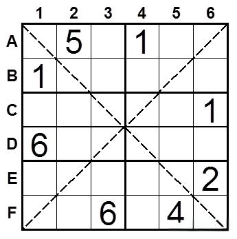 国赛六宫格对角线数独比赛题
